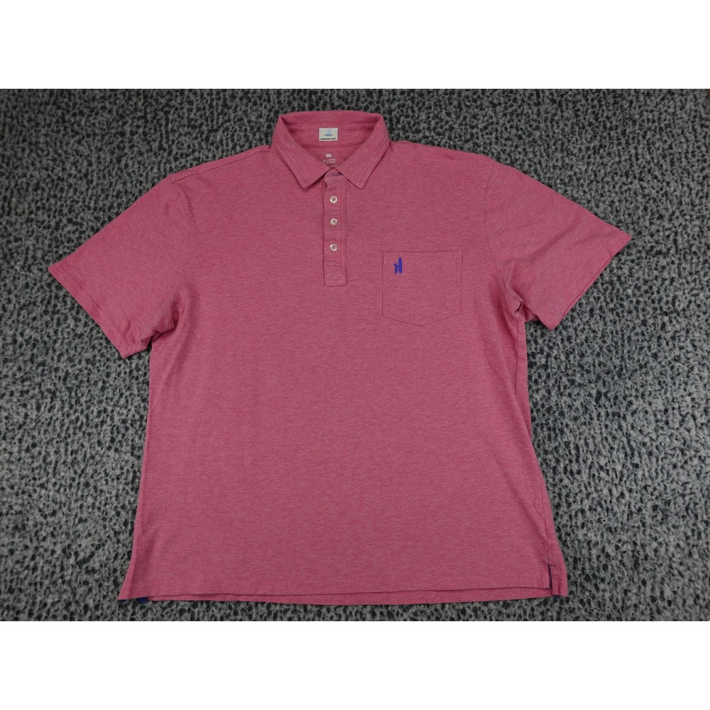 Johnnie-O Hangin' Out Polo Mens Large Pink Heathered Short Sleeve Surfer Logo